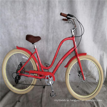 Red Color Aluminum Alloy Frame 6 Speed Factory Directly Sell Lady Beach Cruiser Bike